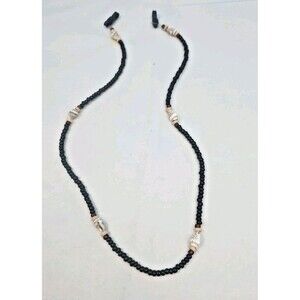 Black Beaded Glasses Chain Lanyard Eyewear Retainer Strap with Natural Shell...